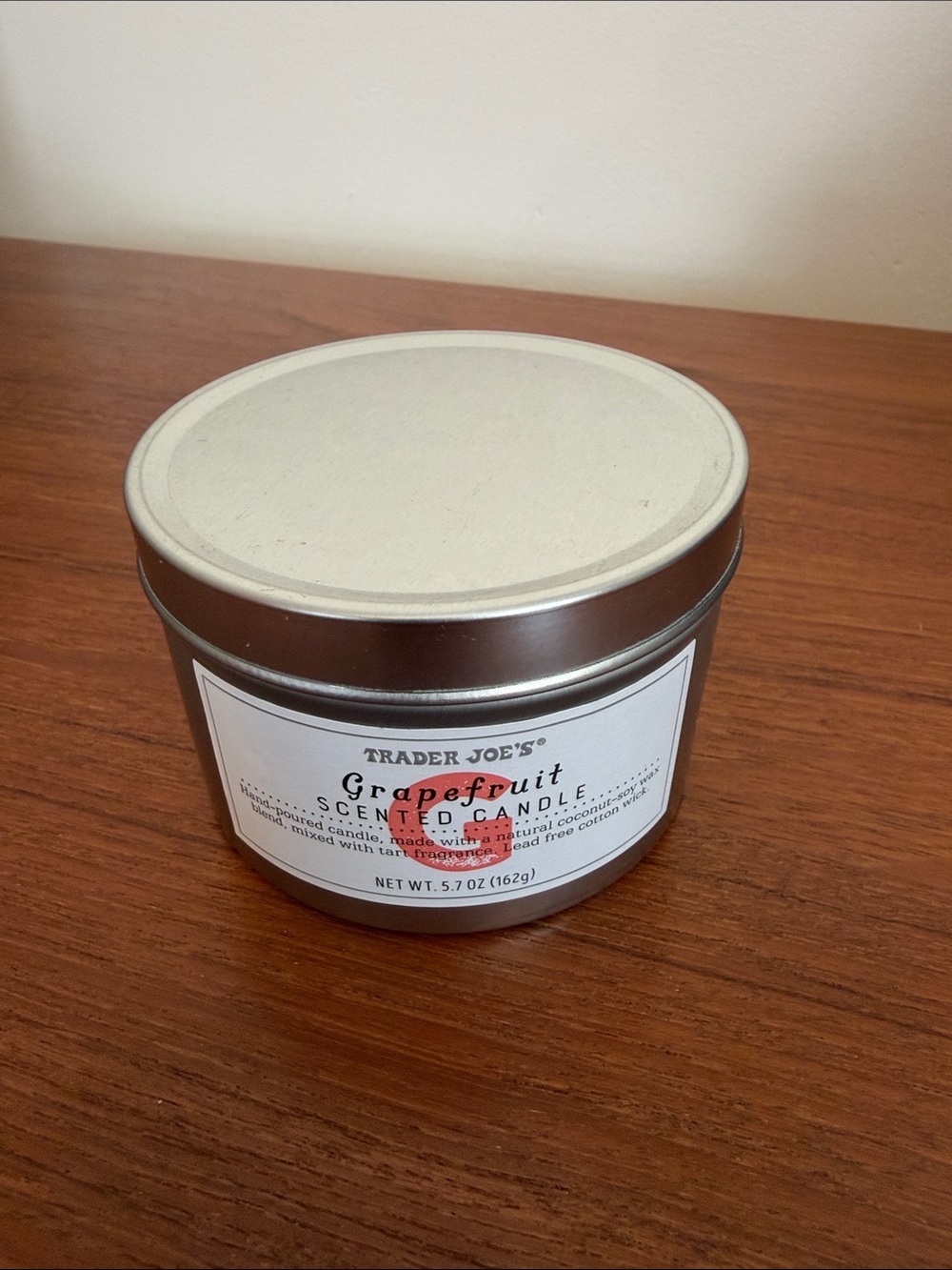 Trader Joe's Grapefruit Scented Candle - Silver Tin, 5.7 oz